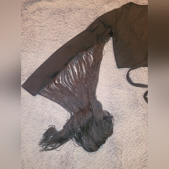 NWOT Wrap and Tie Crop Top with 30" Fringe - Picture 5 of 7